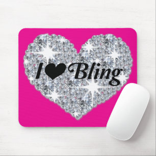 Funky Shock rosa Faux Diamond I Kärlek Bling Heart Musmatta