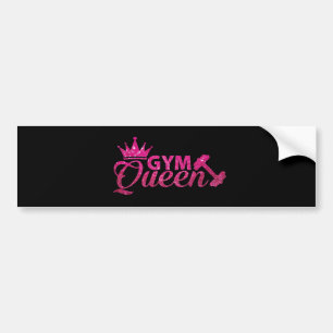 Funky shock rosa faux glitter gym drottningstext bildekal