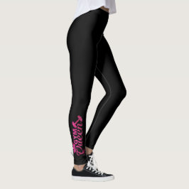 Funky shock rosa faux glitter gym drottningstext leggings