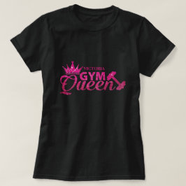 Funky shock rosa personlig faux glitter Gym Queen T Shirt