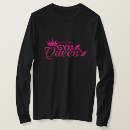 Funky shock rosa personlig faux glitter Gym Queen T Shirt
