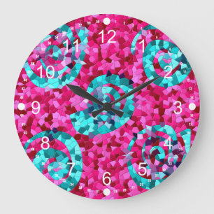 Funky Shock rosa Teal Blue Mosaic Swirls Girly Gif Stor Klocka