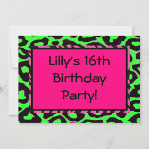 Funky Shock rosa Zebra Cheetah Set Inbjudningar