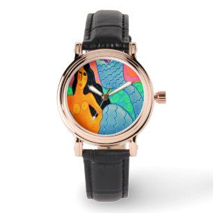 Funky Sjöjungfru Abstrakt Art till Bära Armbandsur