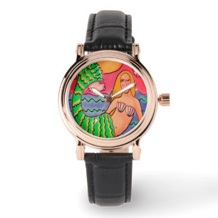 Funky Sjöjungfru Abstrakt Art till Bära Armbandsur