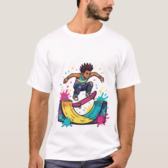 Funky Skater Boy Grafisk T-Shirt  (Framsida)