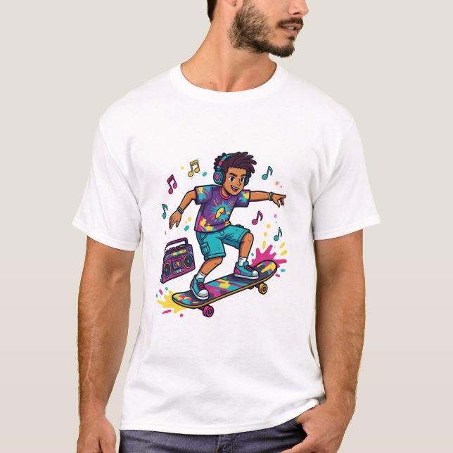 Funky Skater Boy Grafisk T-Shirt (Framsida)