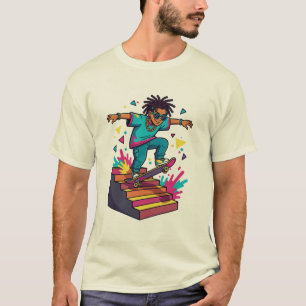 Funky Skater Boy Grafisk T-Shirt 