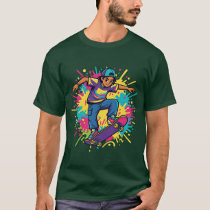 Funky Skaterpojke Grafisk T-Shirt