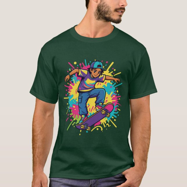 Funky Skaterpojke Grafisk T-Shirt (Framsida)