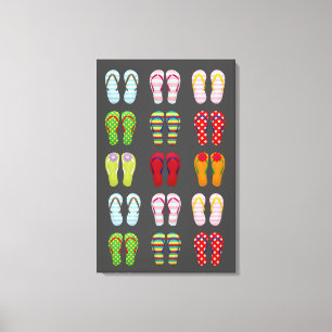 Funky skor färgglada sommar flip-flops canvastryck