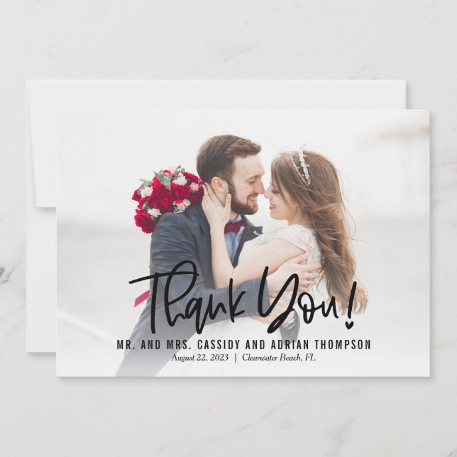 Funky Skriva redigerbar Färg Bröllop Tack (Framsida)
