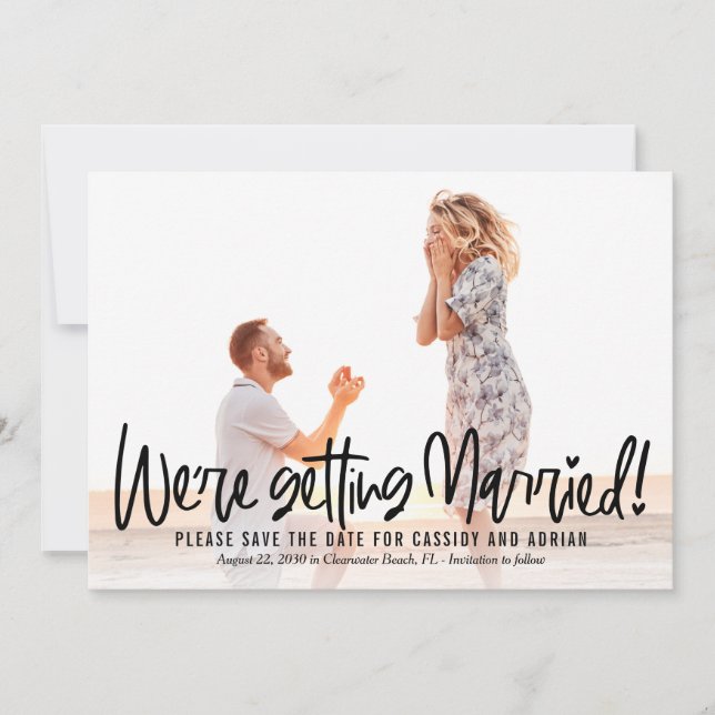 Funky Skriva redigerbart Färg Spara datumkortet Tack Kort (Framsida)