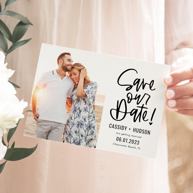 Funky Skriva redigerbart Färg Spara vårt datumkort Tack Kort (Skapare uppladdad)