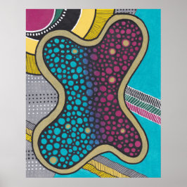 Funky smart amoeba, querky doodle, original art poster