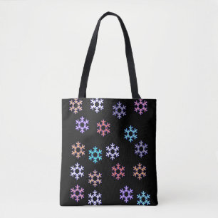 Funky Snöflingor Heltäckande Tryck Tote Väska