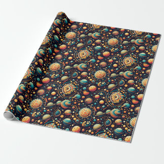 funky Solar System mönster Wrapping Papper Presentpapper