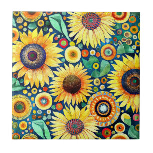 Funky Solblommor Tile Kakelplatta