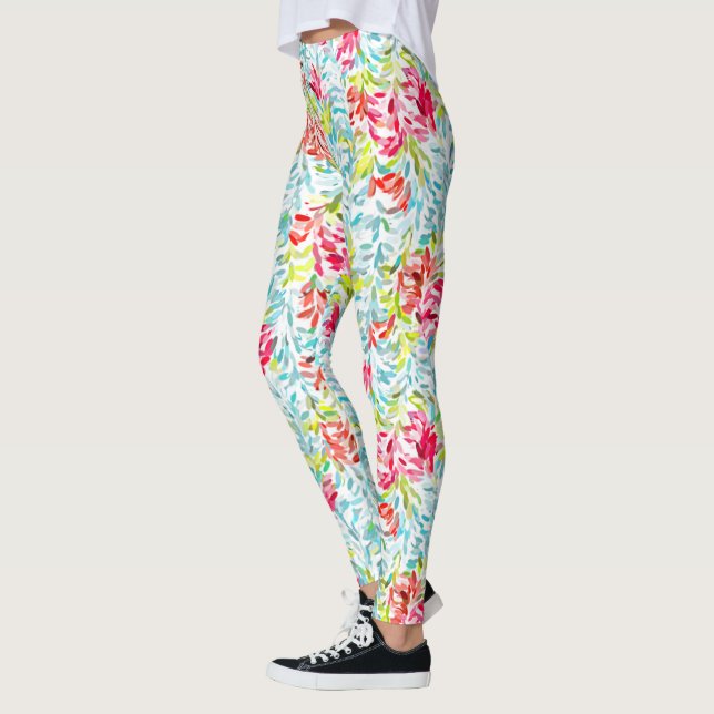 Funky Sommar Färg Paint Splatter Art Mönster Leggings (Vänster)
