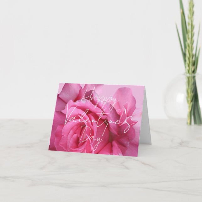 Funky söt rosa ros Lycklig Valentine kärlek art Kort (Framsida)