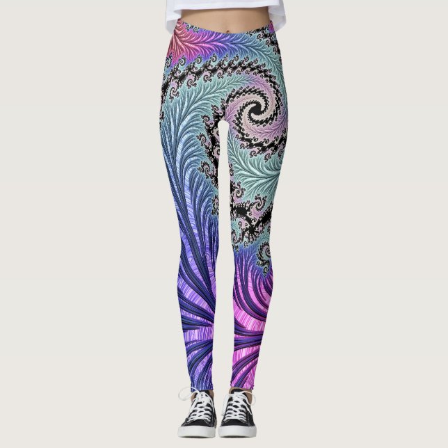 Funky Spiral Fraktal Leggings (Framsida)