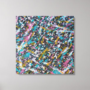Funky Splatter Art på svart Canvastryck