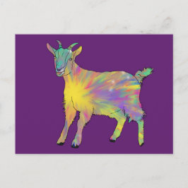 Funky Starburst Goat Colorful Cute Animal Art Vykort