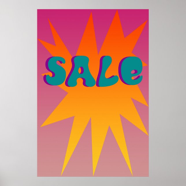 Funky Starburst Sale Sign Poster (Framsidan)