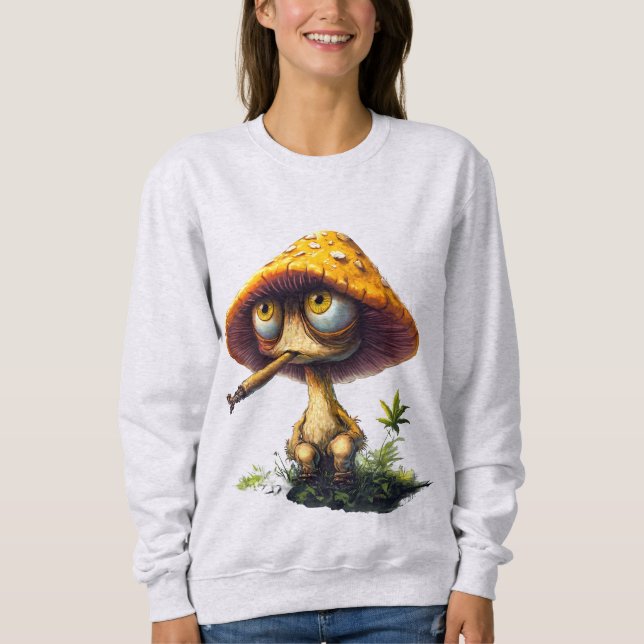 Funky Stoned Mushroom Tecknad T-Shirt (Framsida)