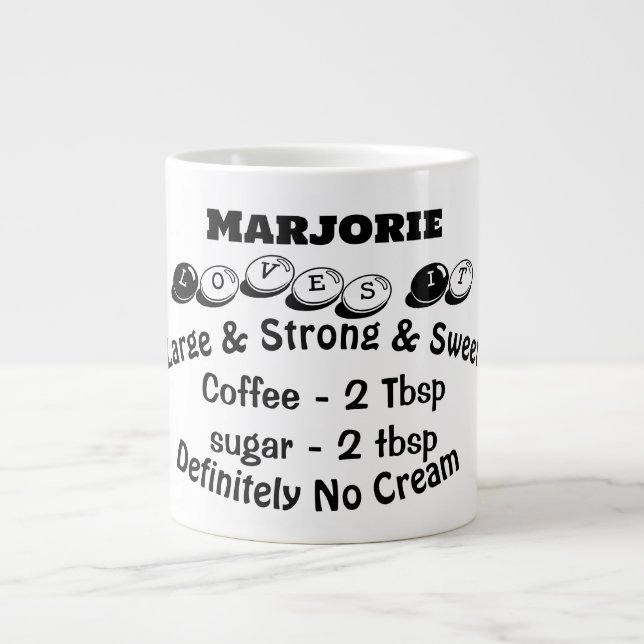 Funky Stor modern minimalistisk Namn-kaffe Älskare Jumbo Mugg (Framsidan)