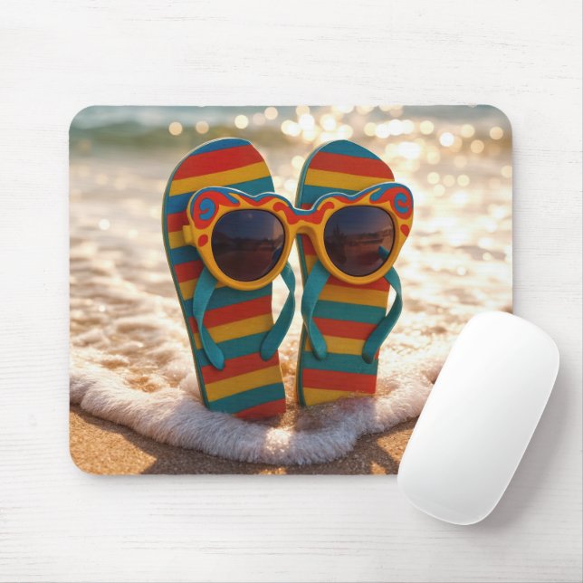 Funky Sunglasses On Flip-flops In Ocean Surf  Musmatta (Med mus)