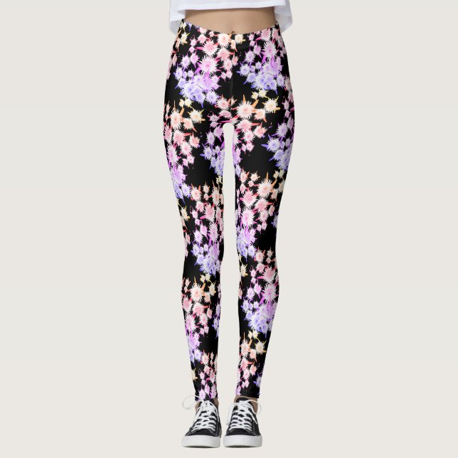 Funky sura fikon blommor mönster Leggings (Framsida)