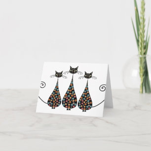 Funky svart Catin Notecards Kort