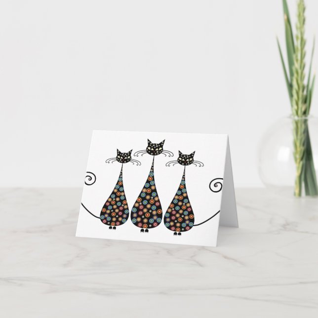 Funky svart Catin Notecards Kort (Framsida)