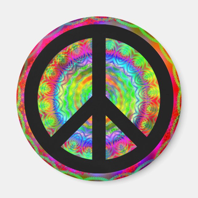 Funky Svart Fredstecken Magnet (Framsidan)