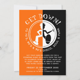 Funky, svart orange, gå ner i party inbjudningar
