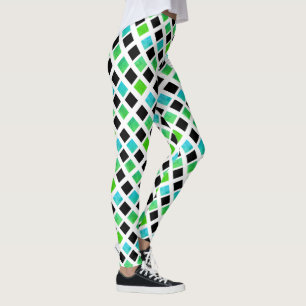 Funky svarta gröna blockleggings leggings