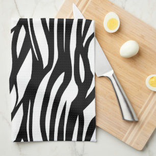 Funky Svarta och vita Zebra tryck Kökshandduk