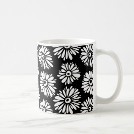 Funky Svartblommor och vitblommor Kaffemugg