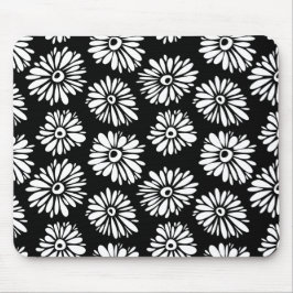 Funky Svartblommor och vitblommor Musmatta