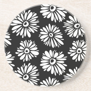 Funky Svartblommor och vitblommor Underlägg Sandsten