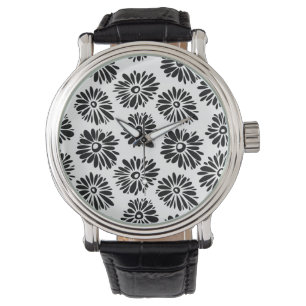 Funky Svartvit blommigt Armbandsur