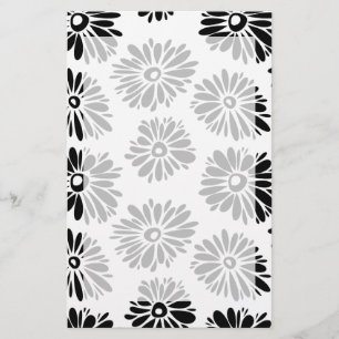 Funky Svartvit blommigt Brevpapper