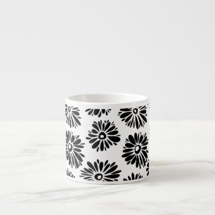 Funky Svartvit blommigt Espressomugg