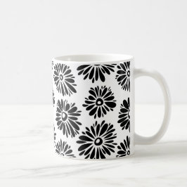 Funky Svartvit blommigt Kaffemugg