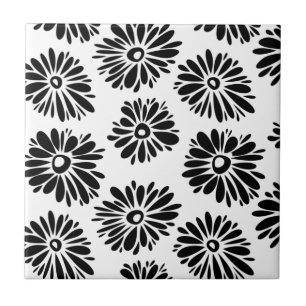 Funky Svartvit blommigt Kakelplatta