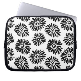 Funky Svartvit blommigt Laptop Sleeve