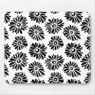 Funky Svartvit blommigt Musmatta