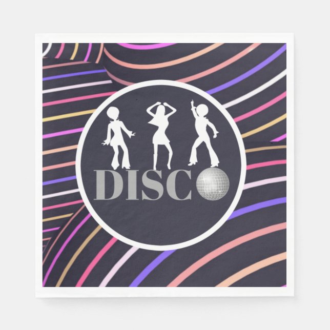 Funky Swirls Disco Theme 70's Party Pappersservett (Framsidan)