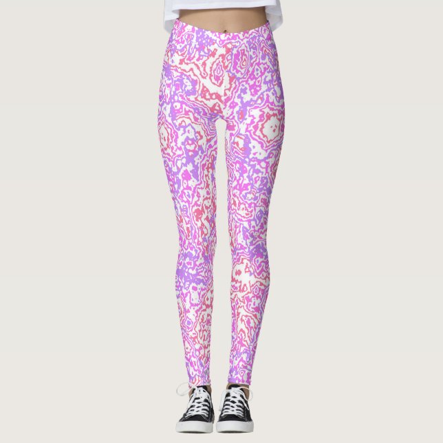 Funky Swirly Boho Hippie Colorful Abstrakt Marble Leggings (Framsida)